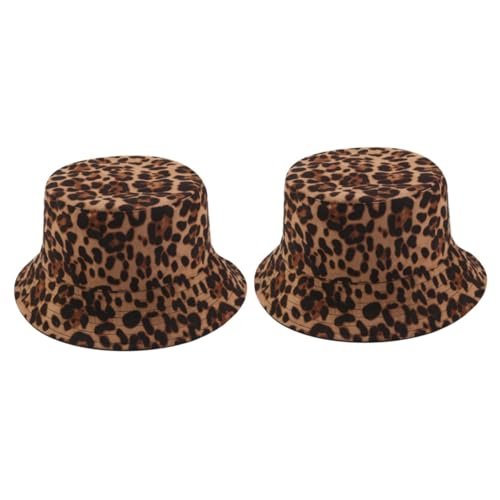 Chapeau seau femme imprimé léopard bob de soleil khaki daim