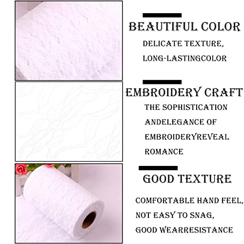 XTUDOU Spitze Tischläufer Weiß 15cm X 22m - Elegante Tischdeko Für Hochzeit & Feste