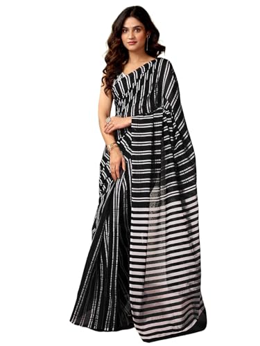 Image of Satrani Women's Chanderi Cotton Printed Ready To Wear One Minute Pre Pleated Readymade Saree with Unstitched Blouse Piece