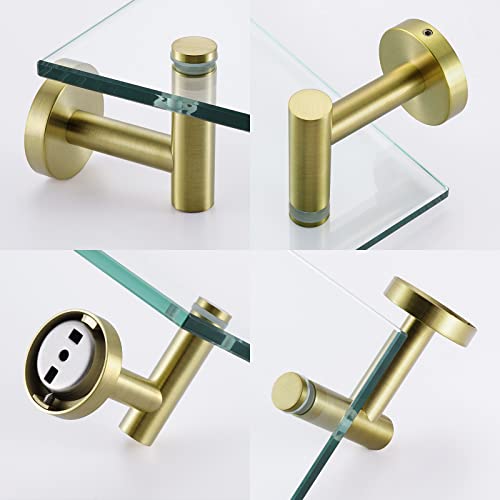 Kes Bathroom Glass Shelf With 8 Mm-Thick Tempered Glass And Sus 304 Stainless Steel Brushed Gold Brackets 20-Inch Rectangular Rustproof Storage Organizer Wall Mount, A2021-Bz #TOP7