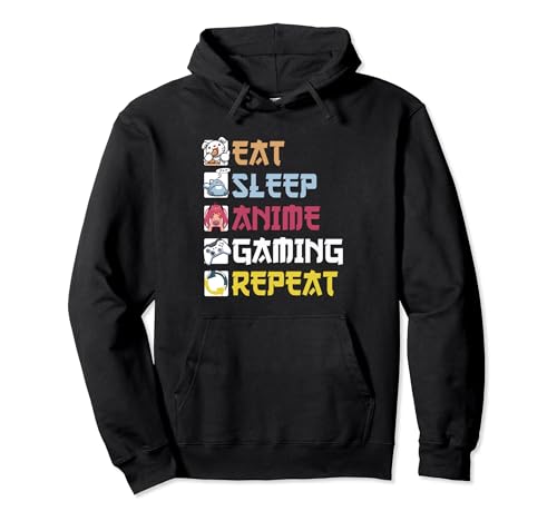 Eat Sleep Anime Gaming Anime Video Game Gamer Anime manga camisola com capuz