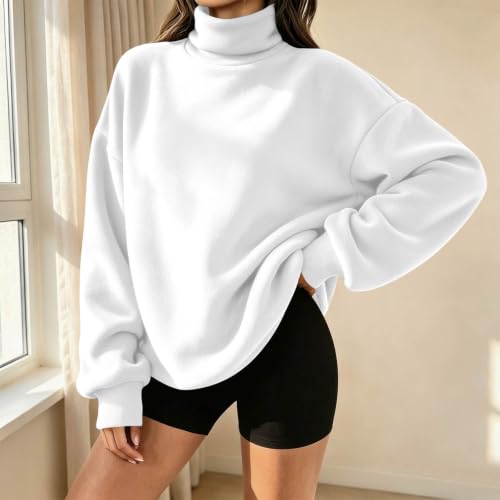 Oversized Sweatshirt for Women Mock Neck Pullover Tops Pullover Soft - image 5
