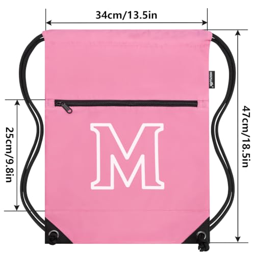 Image of HOLYLUCK Drawstring Bags Initial Backpack Sackpack Cinch Bags for Sports, Gym, Travel, Beach (Pink-M)
