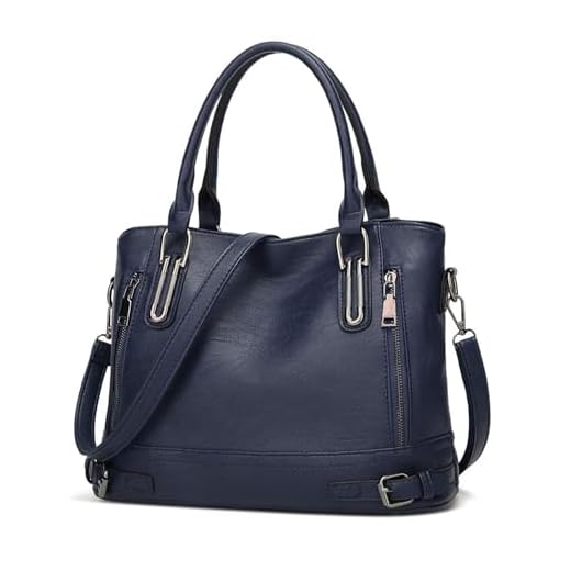 Sac à Main bandouliere en Cuir PU pour Femme Messenger Hobo Sac Fourre Tout Grande capacité pour Le Travail Shopping Party Voyage-Bleu