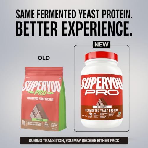 Image of Superyou Pro Fermented Yeast Protein Isolate 1kg | 24g Protein| Chocolate | Higher Absorption than Plant Protein | Superior Muscle Recovery | Gut Friendly | Vegan Protein | PDCAAS of 1