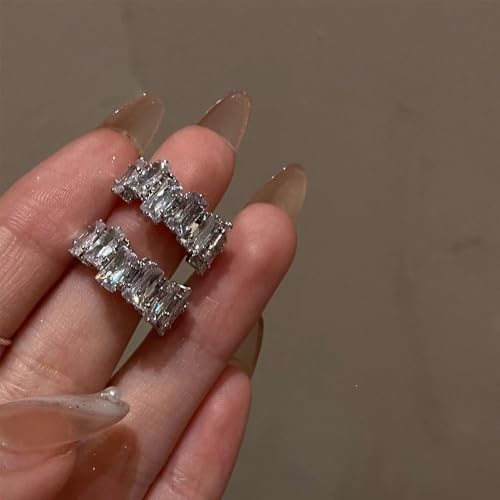 Crystal Half Hoop Earrings Sparkling Rhinestone Paved Hoop Earrings Stud Dainty CZ Small Trendy Chunky Thick Hoop Earrings Vintage Wedding Statement Earrings for Women Girls2