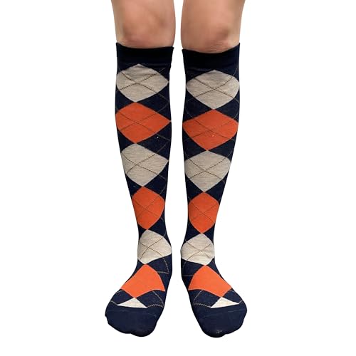 Image of Couver Women's Argyle Knee High Socks - Soft Acrylic Over the Calf Tube Style Socks for Casual Athletic - One Size