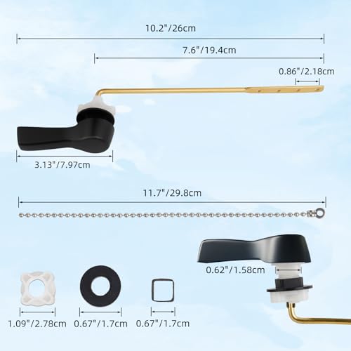 Image of Hibbent Universal Metal Front Mount Flush Toilet Handle Kit, Matte Black