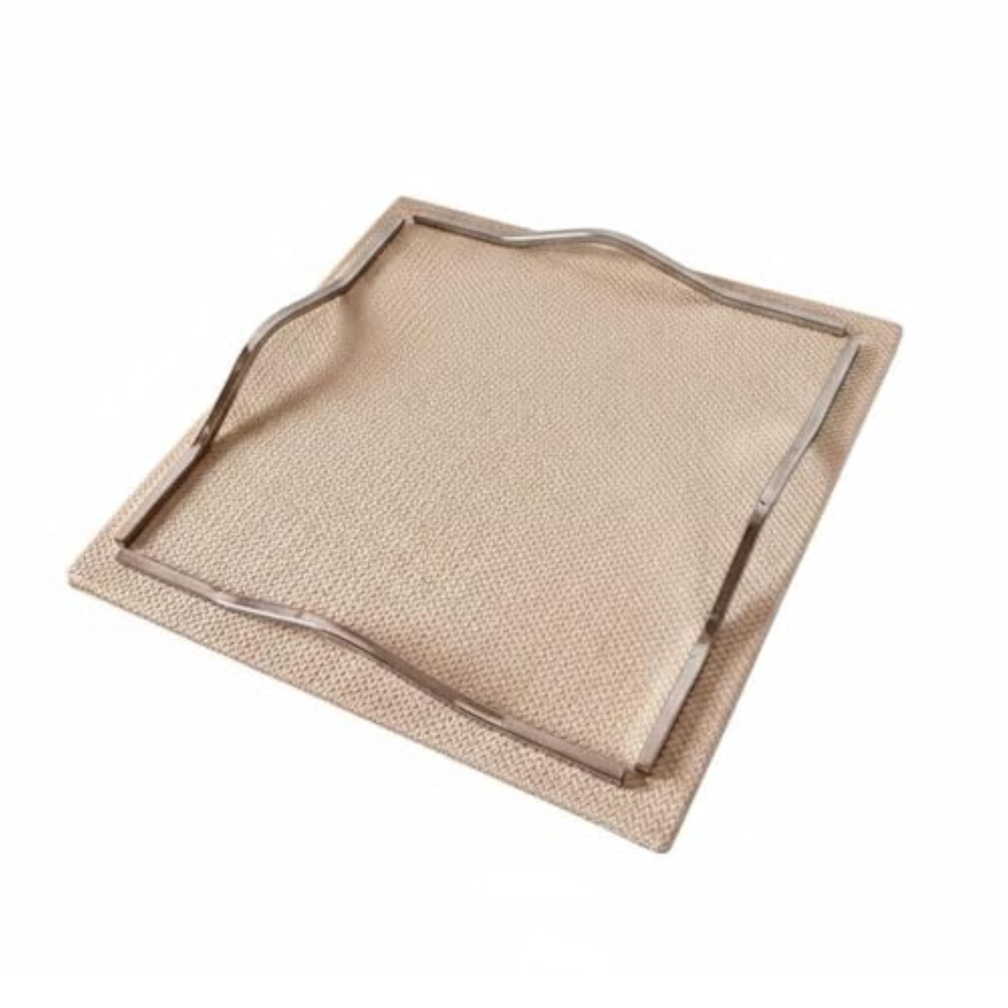 Metal Leather Tray, Dual Material Geometric Design