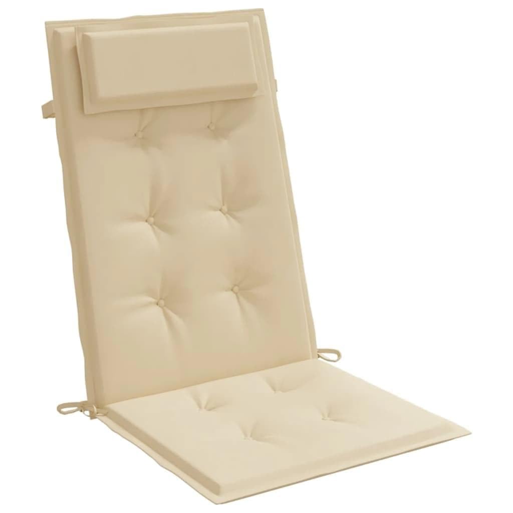 Hochlehner-Auflagen 2er Set Beige Oxford Gewebe 120x50x3 cm wasserabweisend für Gartenstuhl Balkon Esszimmerstuhl Sitzkissen Outdoor Loungekissen