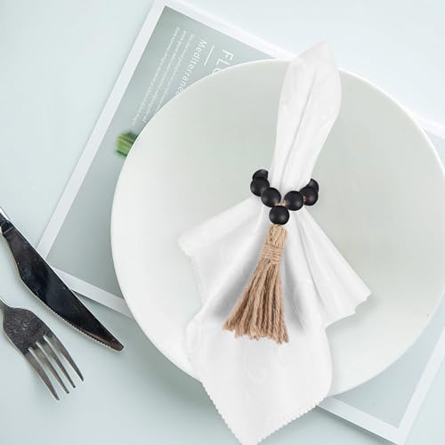 Meplait NAPKIN RINGS-6 Pieces Wooden Bead Napkin Rings thumb #2