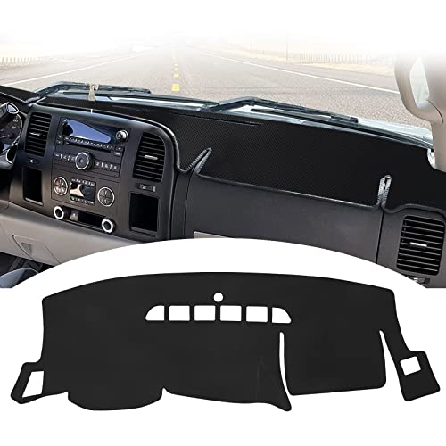 Fiilines Compatible With Dash Cover 2007-2013 Chevrolet Silverado/Gmc Sierra (Only Fits With Two Glove Boxes) Dashboard Mat Cover Sunshade Nonslip Mesh Protector No Glare #TOP4