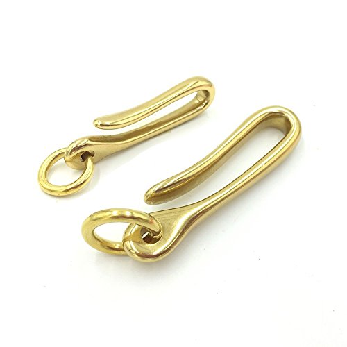 2PCS Vintage Solid Brass Key Ring Belt U Hook Wallet Chain FOB Clip Biker Anchor Shackle Fish Hook Keychain in Brass Mens Nautical Gift,Brass Fishhook Keychain Shackle Split Ring Motorcycle Keyring