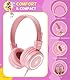 KONNAO Kinder Kopfhörer für Schule, USB Typ C Kinder Kopfhörer mit LED-Leuchten, verdrahtete Jungen Mädchen Kopfhörer mit Safe Limiter 85dB/94dB, Faltbare On Ear Kopfhörer mit Mikrofonen für Schule