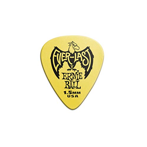 Ernie Ball Lot de 12 médiators Everlast, jaune, 1,5 mm - Les Beatles, Paul McCartney, John Lennon, RIngo Starr, George Harrison Ernie Ball Lot de 12 médiators Everlast, jaune, 1,5 mm