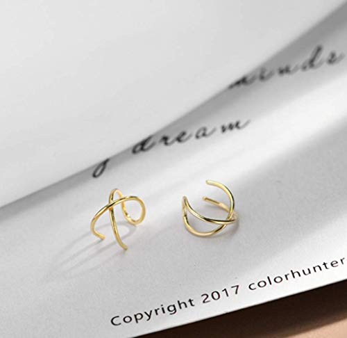 HOMEYU Orecchino a Doppio Orecchio Argento