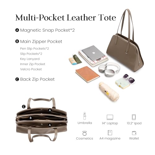 Bolso tote de cuero genuino para mujer miniatura 3