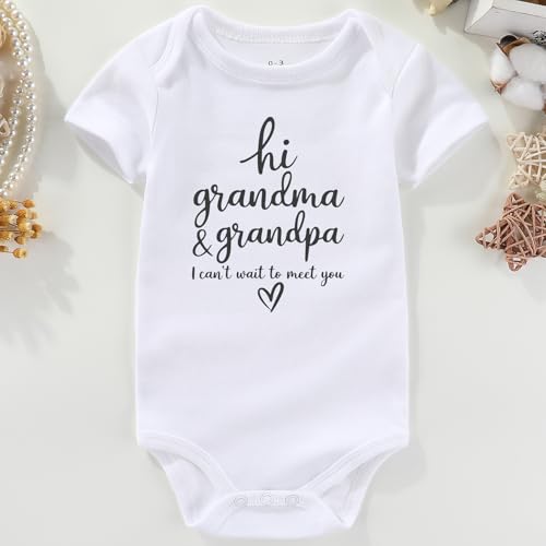 Image of Hi grandma and grandpa pregnancy announcement Baby Clothes grandparents baby announcement Baby Bodysuits