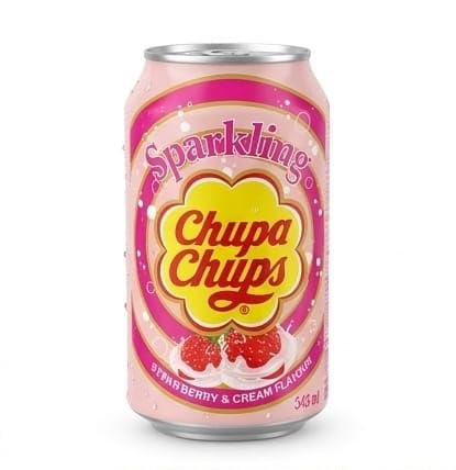 Chupa Chups Sparkling Strawberry & Cream Flavour Carbonated Drink, By febora, Imported, 345 ml Can-image-33