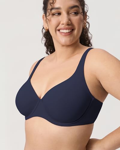 Image of DELIMIRA Women's Confishape Balconette Bra Supportive T Shirt Full Coverage Plus Size Bras Underwire Unlined