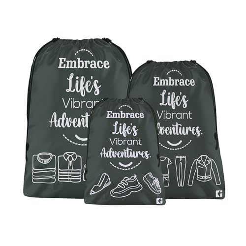 Image of Kuber Industries Pack of 3 Travel Organizer Combo Set | Storage Bags Set | Water-Resistant Organizer for Shoe-Garments-Laundry-Lingerie | Cloth Carrying Bag | Small-Medium-Large | Gray