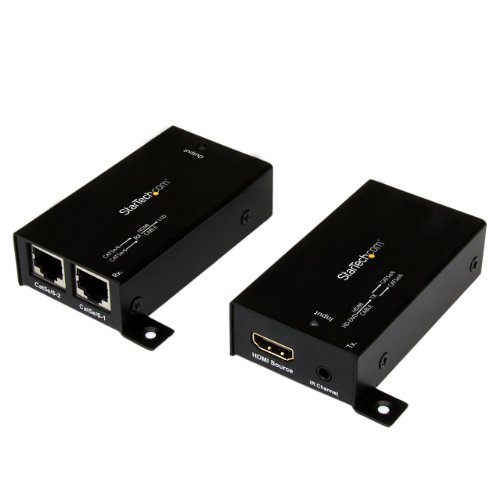 Best Cyber Monday 🔥 StarTech.com HDMI Over Dual CAT5 / CAT6 Extender with Infrared IR 100ft /30m HDMI Over Ethernet Cable Extender Power Free 1080p (ST121SHD30),Black