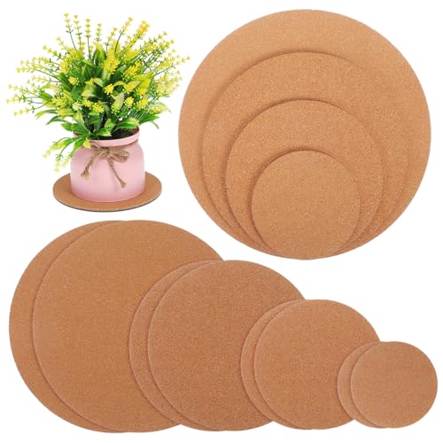 Abaodam 12pezzi Tappetini Sughero Rotondi per Piante Coaster Assorbente per Vasi Sottobicchieri per Bevande Protezione Superficiale Resistente all per Casa e Giardino