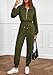 PRETTYGARDEN Long Sleeve Jumpsuits for Women Casual 2025 Fall Fashion Zip Up Pant Rompers One Piece Sweatsuits Travel Outfits (Army Green,Small)