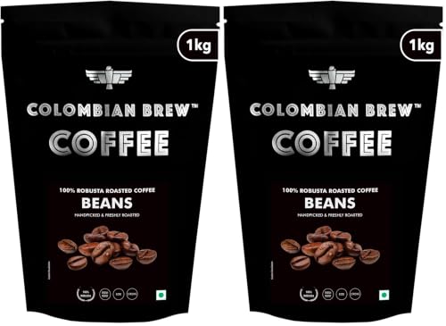 Image of Colombian Brew 100% Robusta Roasted Coffee Beans 1kg Pouch (Pack of 2)