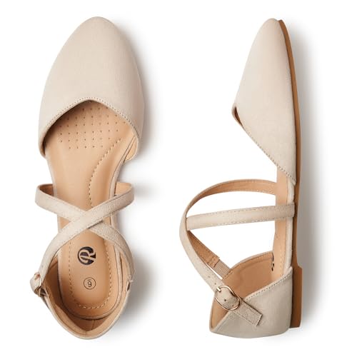 Rekayla Women's Ballet Flats Dressy Work Leather Shoes Criss Cross Pointed Closed Toe Slip On Casual Wedding2