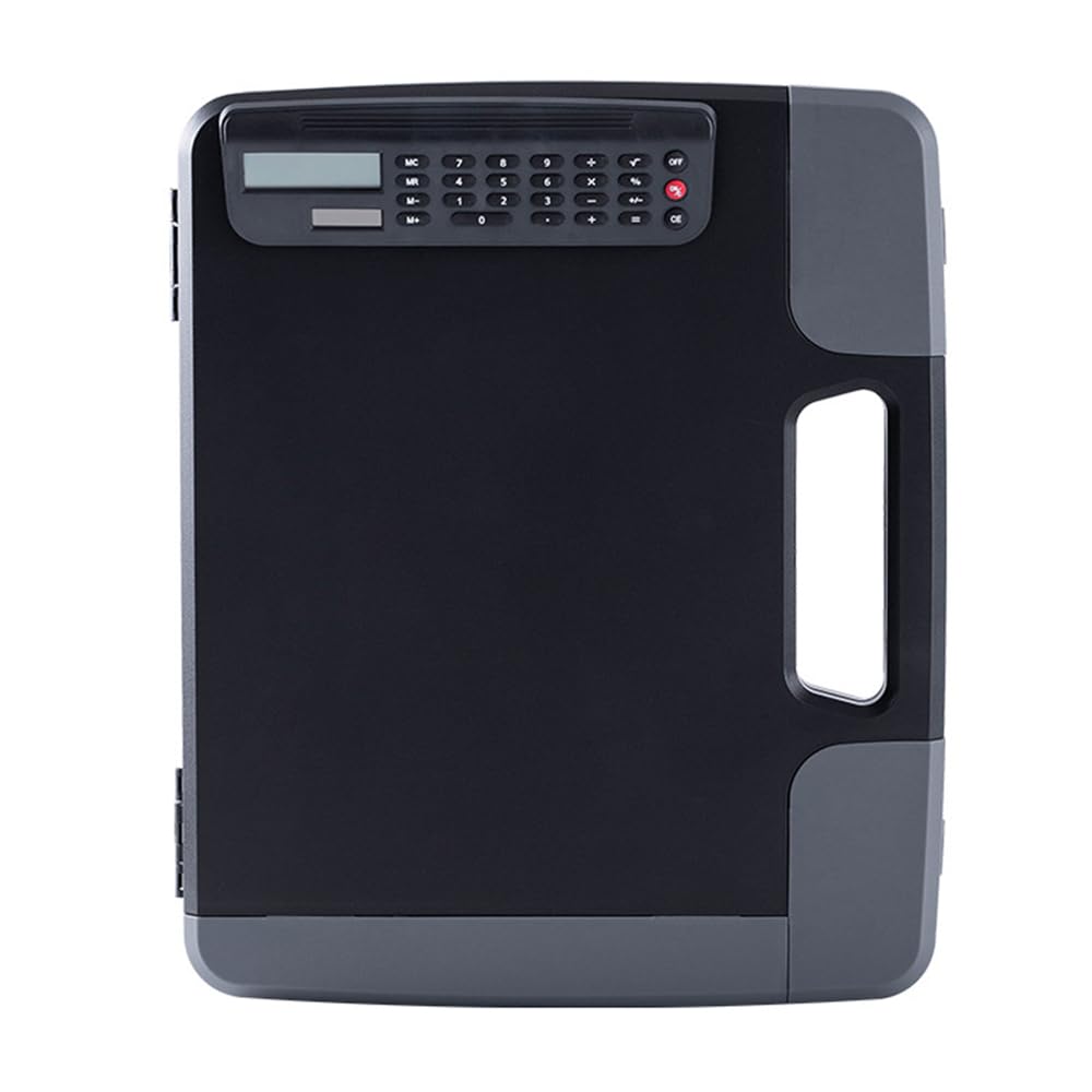 Aramox A4-Klemmbrett mit Aufbewahrung, PP-Aktenorganisator, 30,5 X 36,9 X 6,6 Cm, Integrierter Taschenrechner, Griff Zur Wandmontage, für Lehrer, Studenten, Krankenschwestern, Büros