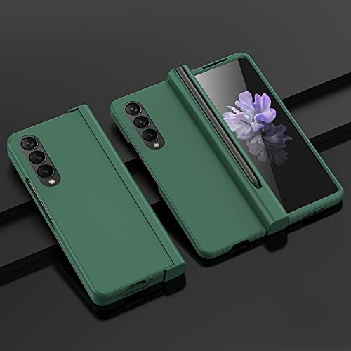 Housse en silicone liquide de luxe pour Samsung Z Fold 4 avec film écran antichoc vert