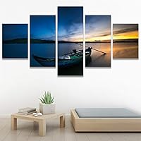 SIGNWIN 5 Panel Canvas Wall Art Modern Art Coastal Colorful Multicolor Photography Romantics Sunset for Home Decorations Ready to Hang - 60