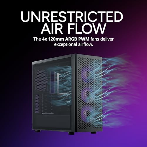 Image of Cooler Master Elite 502 ATX High Airflow Minimalist PC Case, 410mm GPU Max, Compatible RTX 5090|RX 7090 XT, 360mm AIO Max, Type C, Tempered Glass, Triple 120mm aRGB Fan, Intakes Grill