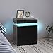 Nachttisch mit LED Beleuchtung Nachtkommode Hochglanz Nachtschrank,16 Farben Beleuchtung 2 Hochglanz Schubladen, Nachtkommode mit1 Klappdeckel, Beistelltisch (Black)