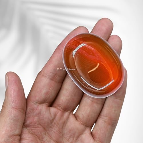 Image of Red Onyx Crystal Palm Pebbles Stones for Anxiety Stress Relief Massage - AAA Grade Original Healing Gemstone Agate Palm Stone for Yoga Meditation Spiritual Reiki Feng Shui