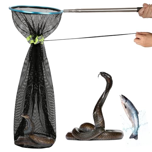 Image of Snake Catcher Net, Snake Grabber for Safe Reptile Handling and Capture - Effective Snake Catcher Grabber Tool with Closure Net, Snake Handling Tools with a Handle Extendable from 20'' to 45''