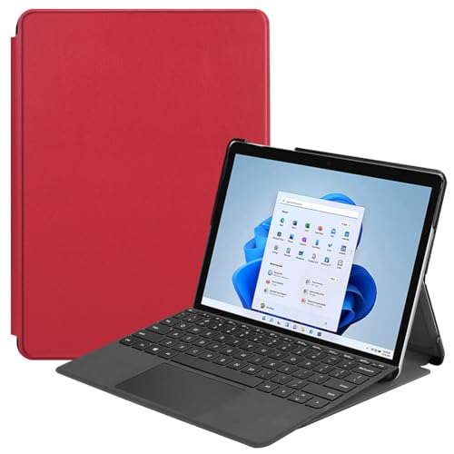 Kepuch Custer Funda para Surface Go 4 2023, Go 3 2021, Go 2 2020, Go 2018,Slim Smart Cover Fundas Carcasa Case Protectora de PU-Cuero - Rojo