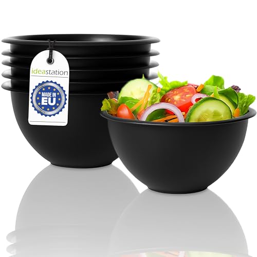 idea-station NEO ciotola in plastica 6 pezzi - 16 cm / 650 ml - nero opaco - ciotole per cereali o insalatiere - infrangibili - ciotole perfette per mescolare o per salse
