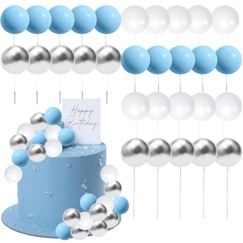 DIELOVEHUA 30 Pièces Boule Decoration Gateau, Balle Gâteau Topper, Mini Ballons à Gâteau, Decoration Gateau Anniversaire, Décoration de Gâteau DIY, pour...