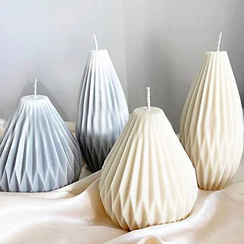 Comfeeling Silicone Candle Molds For Candle Making Striped Cone Pyramid Candle Making Molds Fit Most Wax, Handmade Diy Decoration Candle Mould #TOP4