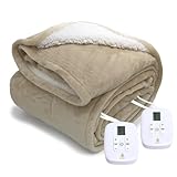 Electric Heated Blanket 100x90’’, Microplush Sherpa and Fleece Heated Blanket, Extra Comfortable Warm Bed Blanket, Washable, 10 Heat Setting/Safety 10 Hours Auto-Off Dual Controls (King Linen)