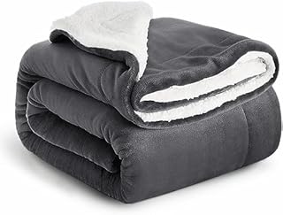 IR Imperial Rooms Sherpa Fleece Throw Blanket - Microfiber Fluffy Thick Blankets for Bed and Sofas Grey, Twin/Double, 150 x 200cm