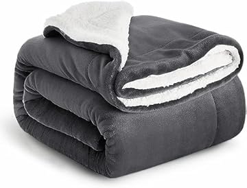 IR Imperial Rooms Sherpa Fleece Throw Blanket - Microfiber Fluffy Thick Blankets for Bed and Sofas Grey, Twin/Double, 150 x 200cm