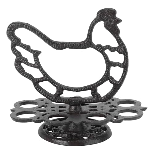 SHINEOFI Soporte de Hierro Fundido Retro para Huevos Estante Vintage para Almacenamiento de Huevos Cocina Color Negro Diseño Resistente y Decorativo para Uso Doméstico