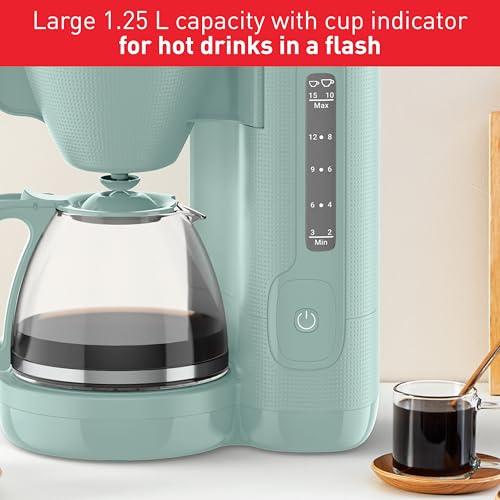 Tefal Morning Filter Coffee Maker - Eucalyptus, 1.25L Capacity, Permanent Reusable Filter, Drip-Stop System, Keep-Warm Function, Easy Fill Water Tank, 1000W, CM2M13G0 - Image 3