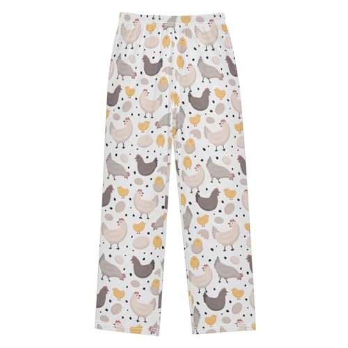 ZZXXB Chicken Eggs Boys Long Pants Soft Trousers Elastic Waist Kids Lounge Bottoms with Pockets S-XL