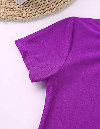 image for FEESHOW Kids Girls Boys Short Sleeve Basic Gymnastics Leotard Unitard 