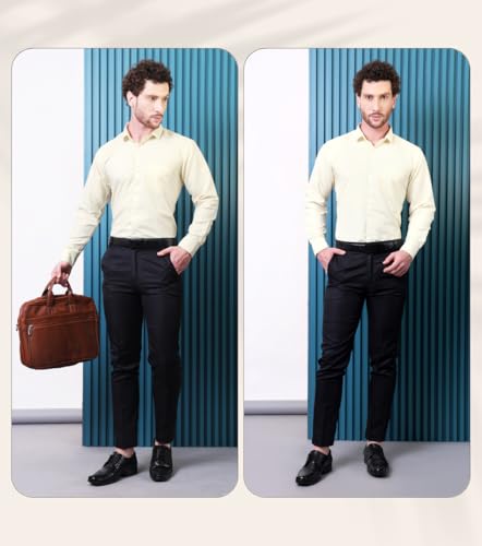 Image of CONTRARY Men's Pure Cotton Solid Stylish Casual & Formal Wear Shirt | Stylish Regular Fit Full Sleeve Comfortable Office Party Trendy Shirt - Multi Color