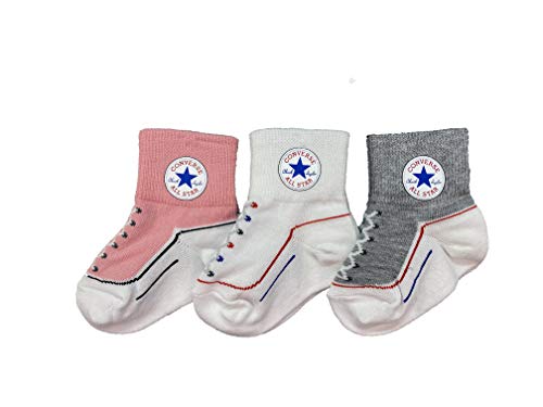 Chaussettes Converse anti frottement pour bébé 6-12 mois lot de 3 paires confort rose